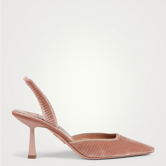 Aquazzura Maia 75 Velvet Slingback Pumps French Rose Mauve Pink Blush 34 4 - Picture 3 of 10